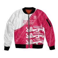 Custom Bailiwick of Jersey Cricket Sleeve Zip Bomber Jacket Jer Lions Champion Pink Version - Wonder Print Shop