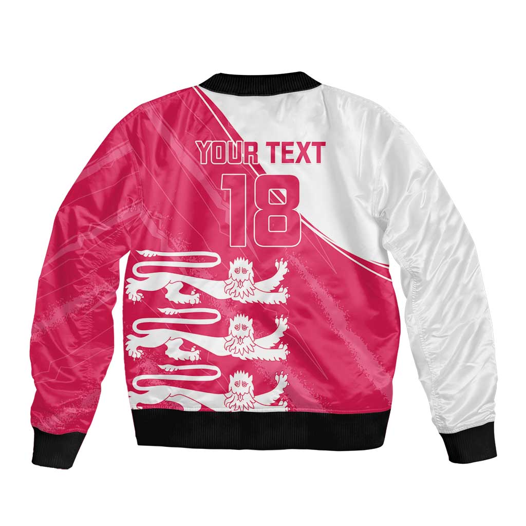 Custom Bailiwick of Jersey Cricket Sleeve Zip Bomber Jacket Jer Lions Champion Pink Version - Wonder Print Shop