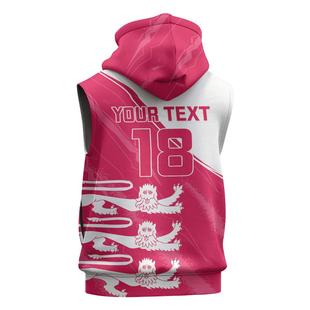 Custom Bailiwick of Jersey Cricket Sleeveless Hoodie Jer Lions Champion Pink Version - Wonder Print Shop