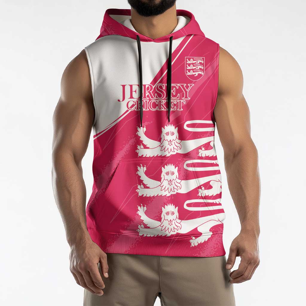 Custom Bailiwick of Jersey Cricket Sleeveless Hoodie Jer Lions Champion Pink Version - Wonder Print Shop