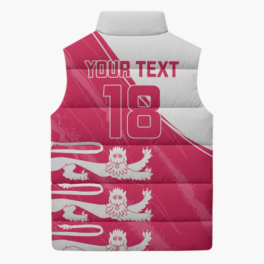 Custom Bailiwick of Jersey Cricket Sleeveless Puffer Jacket Jer Lions Champion Pink Version - Wonder Print Shop