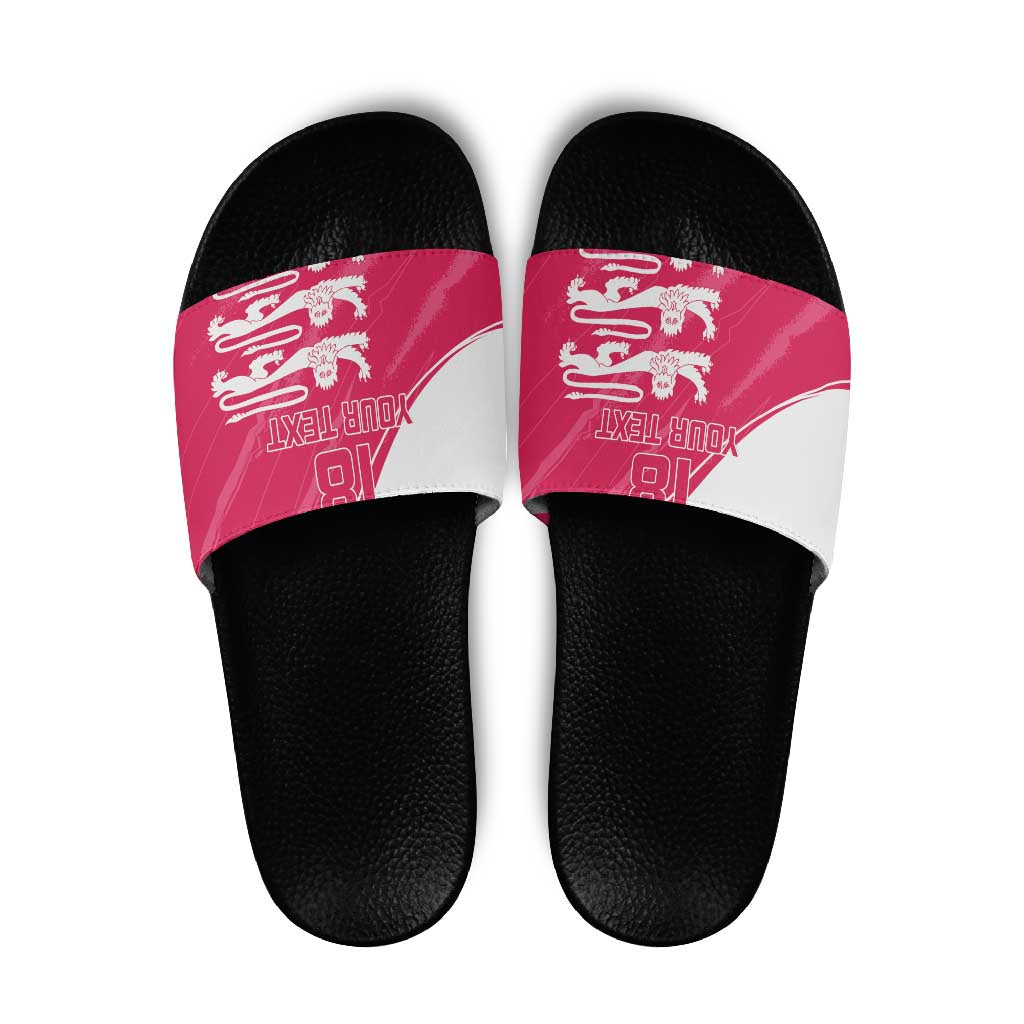 Custom Bailiwick of Jersey Cricket Slide Sandals Jer Lions Champion Pink Version - Wonder Print Shop