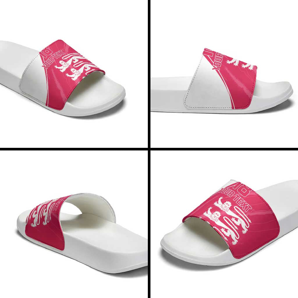 Custom Bailiwick of Jersey Cricket Slide Sandals Jer Lions Champion Pink Version - Wonder Print Shop
