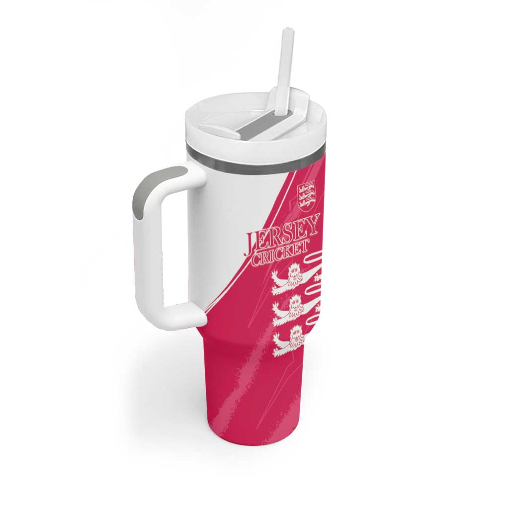 Custom Bailiwick of Jersey Cricket Tumbler With Handle Jer Lions Champion Pink Version - Wonder Print Shop