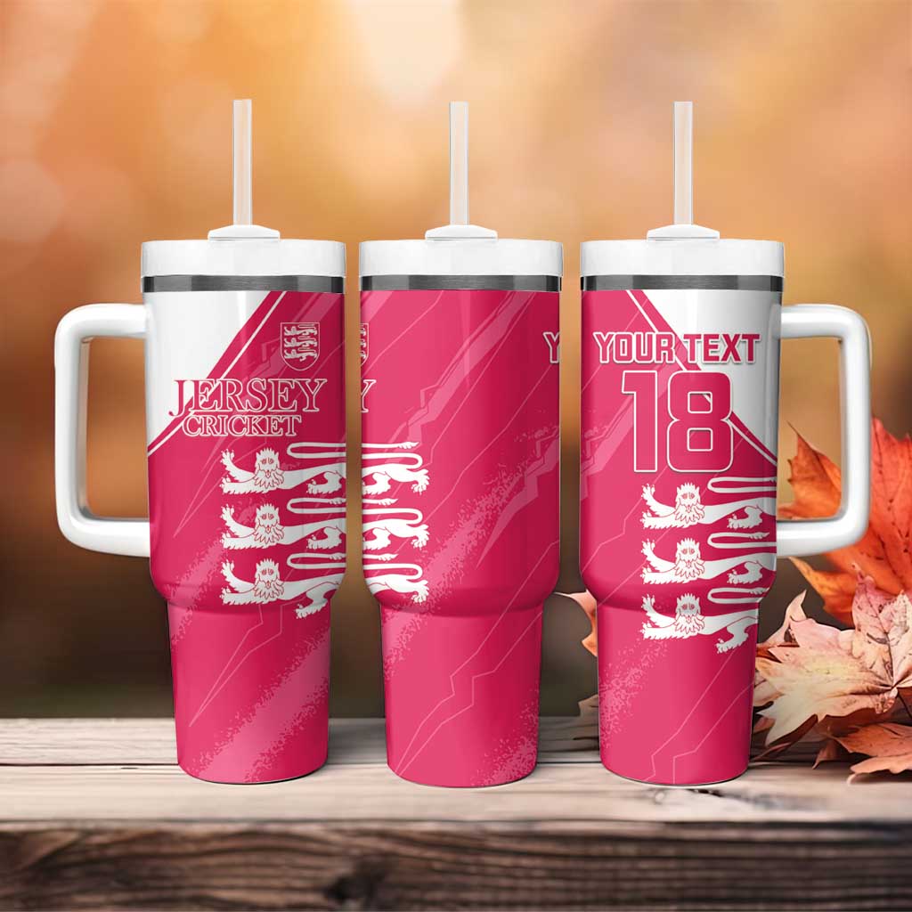 Custom Bailiwick of Jersey Cricket Tumbler With Handle Jer Lions Champion Pink Version - Wonder Print Shop