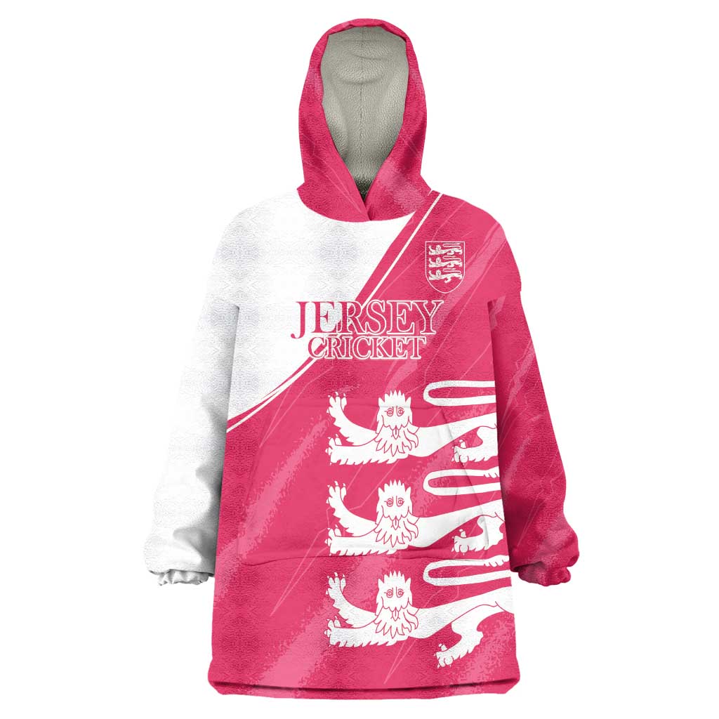Custom Bailiwick of Jersey Cricket Wearable Blanket Hoodie Jer Lions Champion Pink Version - Wonder Print Shop