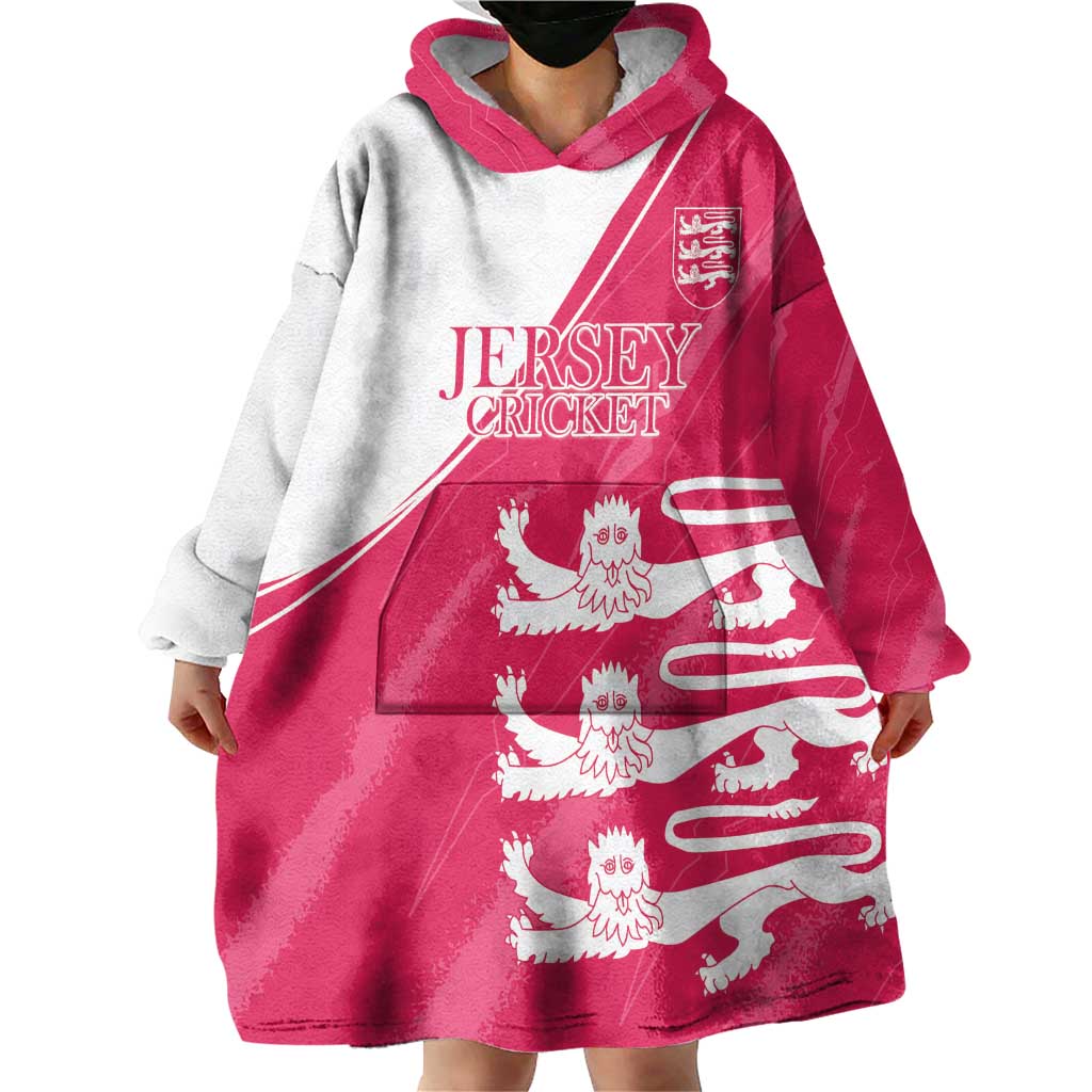 Custom Bailiwick of Jersey Cricket Wearable Blanket Hoodie Jer Lions Champion Pink Version - Wonder Print Shop