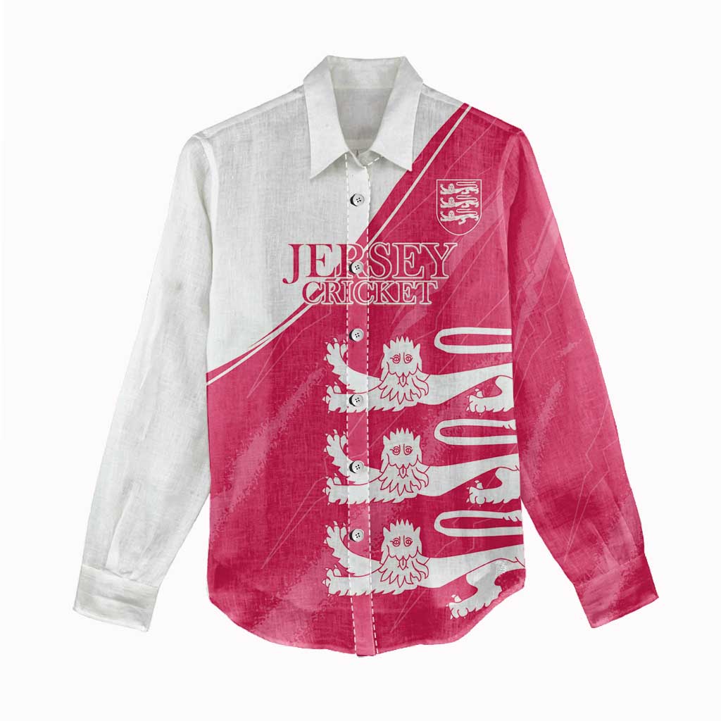 Custom Bailiwick of Jersey Cricket Women Casual Shirt Jer Lions Champion Pink Version - Wonder Print Shop