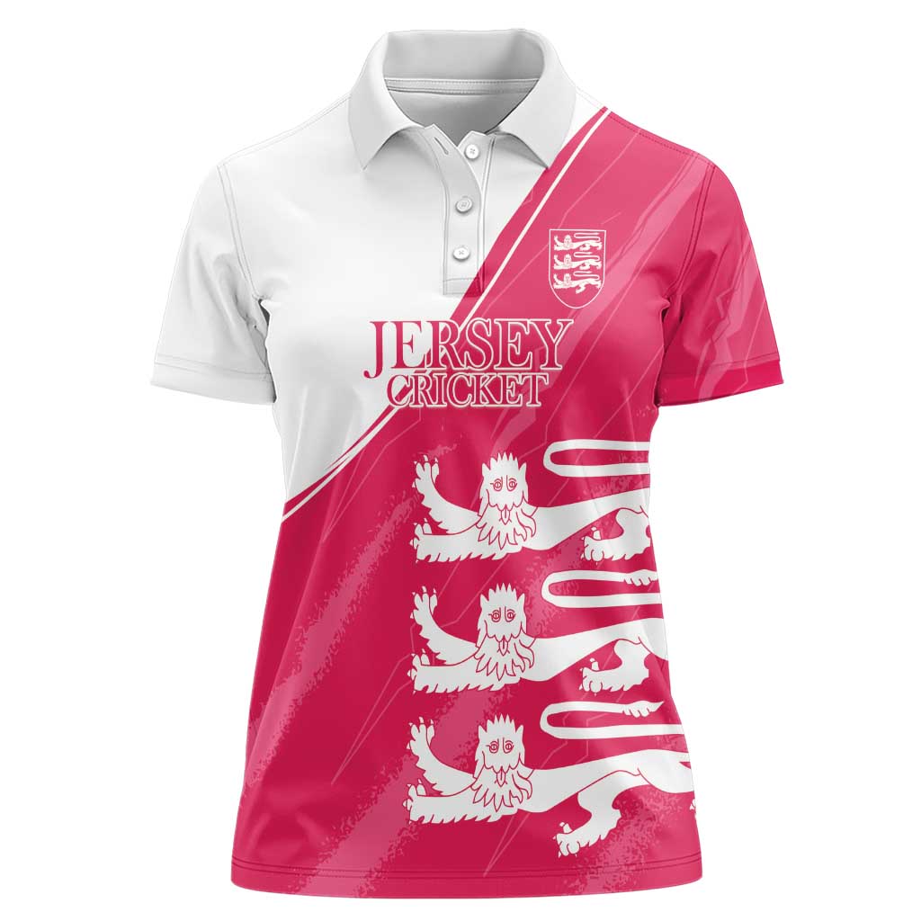 Custom Bailiwick of Jersey Cricket Women Polo Shirt Jer Lions Champion Pink Version - Wonder Print Shop