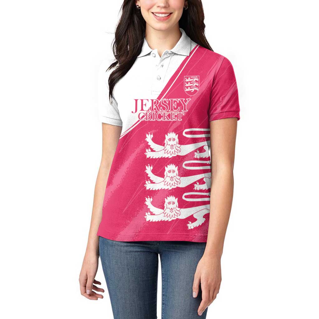 Custom Bailiwick of Jersey Cricket Women Polo Shirt Jer Lions Champion Pink Version - Wonder Print Shop