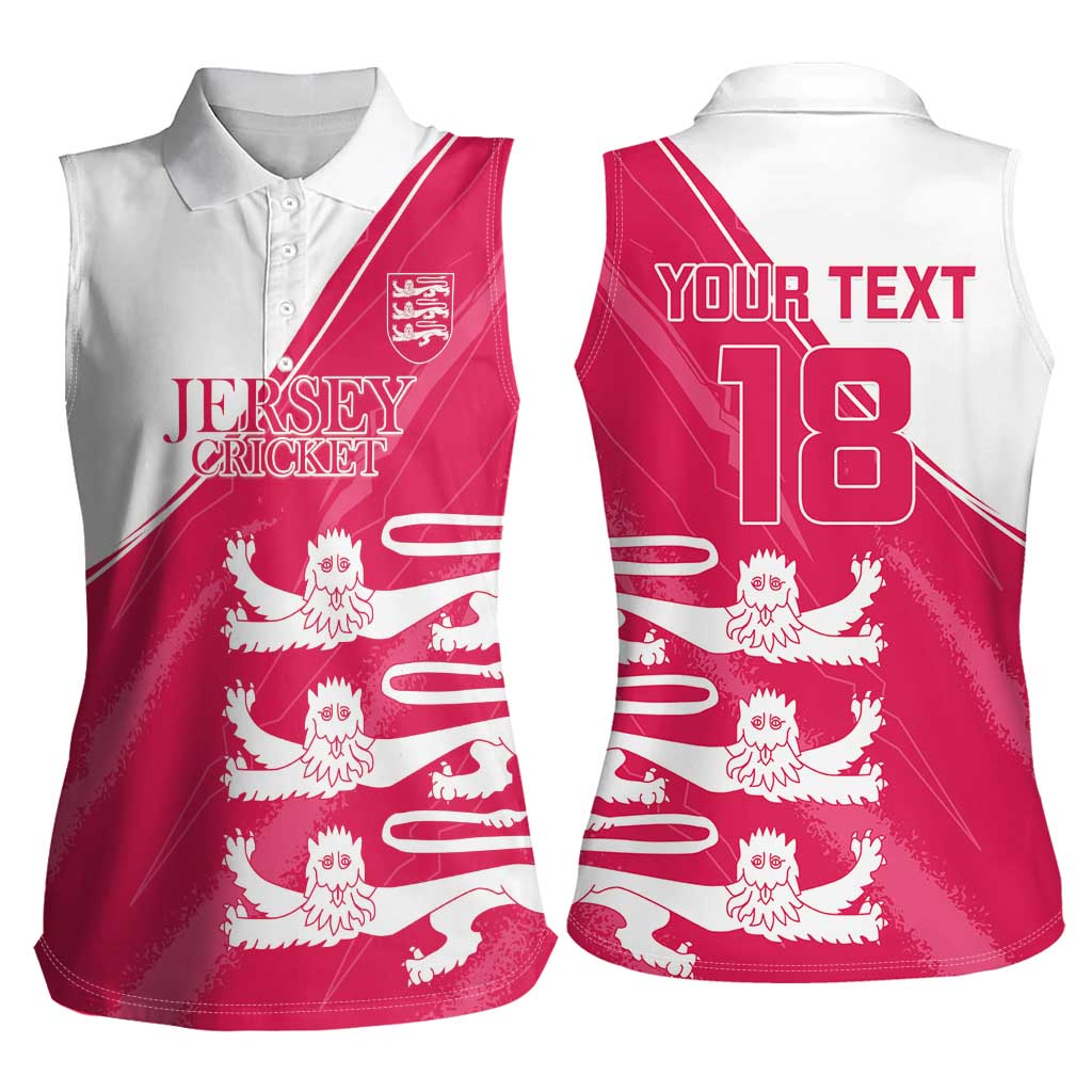 Custom Bailiwick of Jersey Cricket Women Sleeveless Polo Shirt Jer Lions Champion Pink Version - Wonder Print Shop
