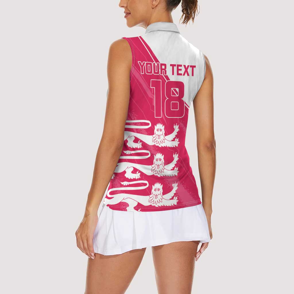 Custom Bailiwick of Jersey Cricket Women Sleeveless Polo Shirt Jer Lions Champion Pink Version - Wonder Print Shop