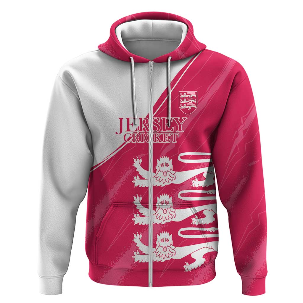 Custom Bailiwick of Jersey Cricket Zip Hoodie Jer Lions Champion Pink Version - Wonder Print Shop
