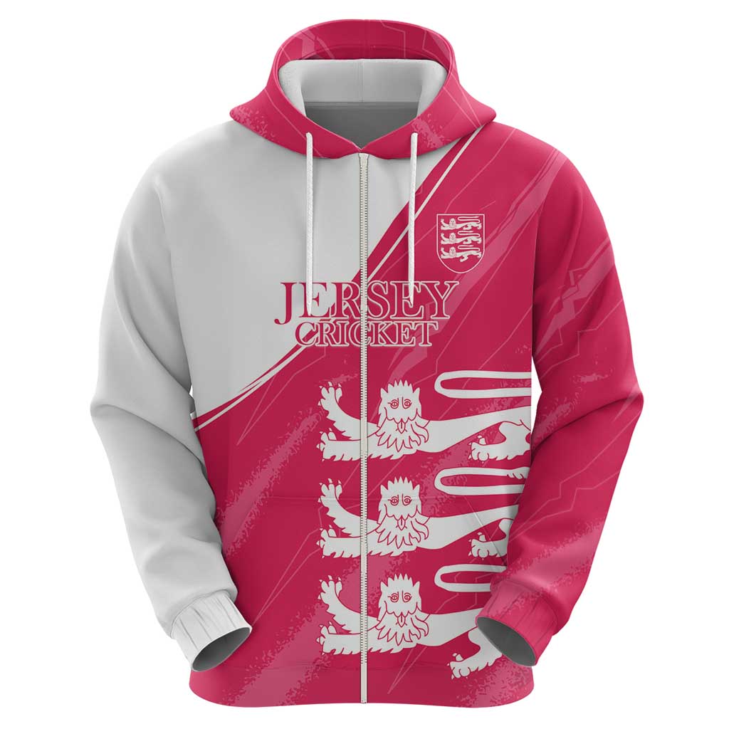 Custom Bailiwick of Jersey Cricket Zip Hoodie Jer Lions Champion Pink Version - Wonder Print Shop