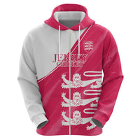 Custom Bailiwick of Jersey Cricket Zip Hoodie Jer Lions Champion Pink Version - Wonder Print Shop