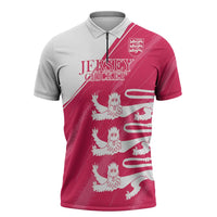 Custom Bailiwick of Jersey Cricket Zipper Polo Shirt Jer Lions Champion Pink Version - Wonder Print Shop