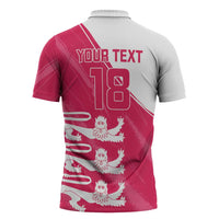 Custom Bailiwick of Jersey Cricket Zipper Polo Shirt Jer Lions Champion Pink Version - Wonder Print Shop