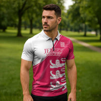 Custom Bailiwick of Jersey Cricket Zipper Polo Shirt Jer Lions Champion Pink Version - Wonder Print Shop
