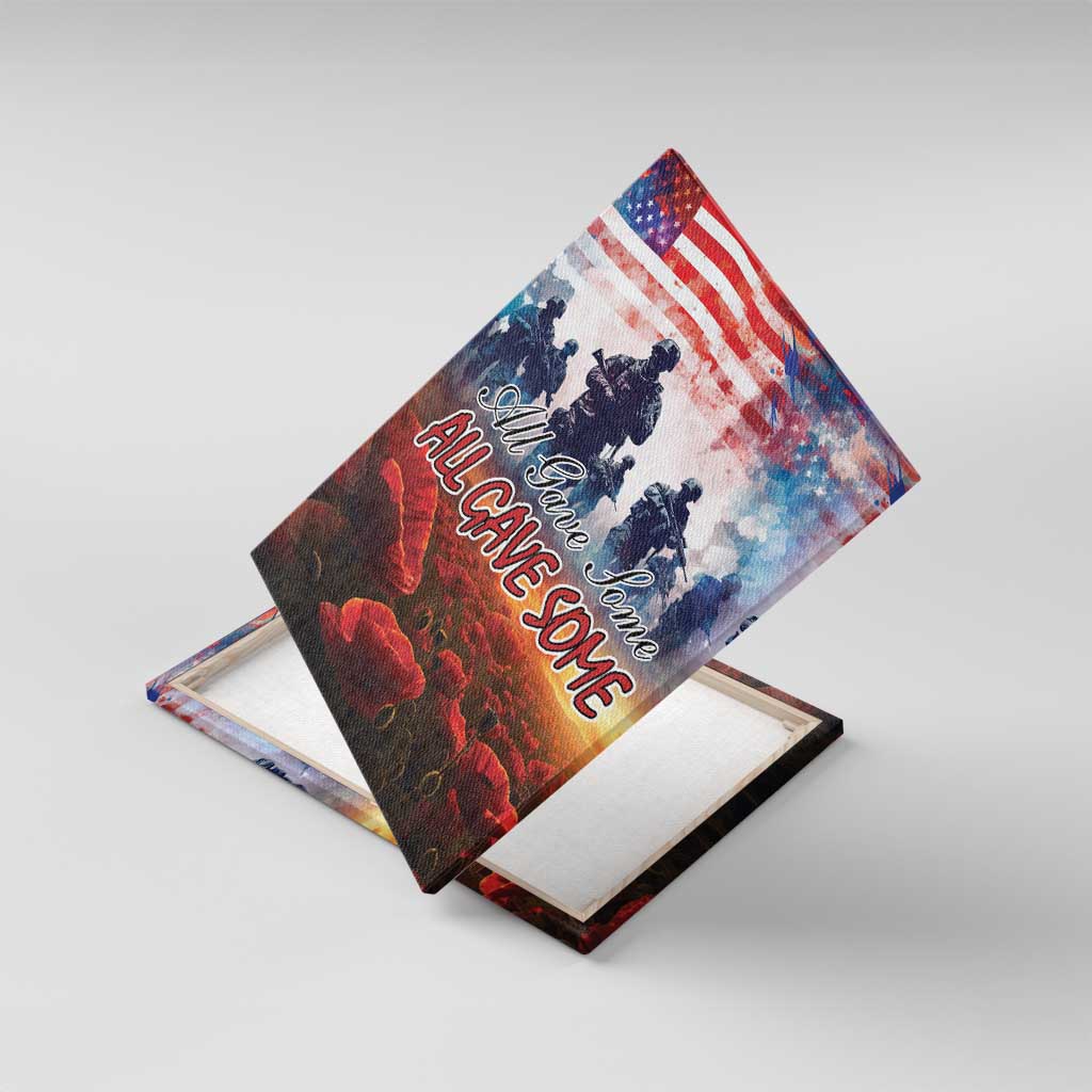 USA Veterans Day Canvas Wall Art All Gave Some With Poppy Patterns - Wonder Print Shop