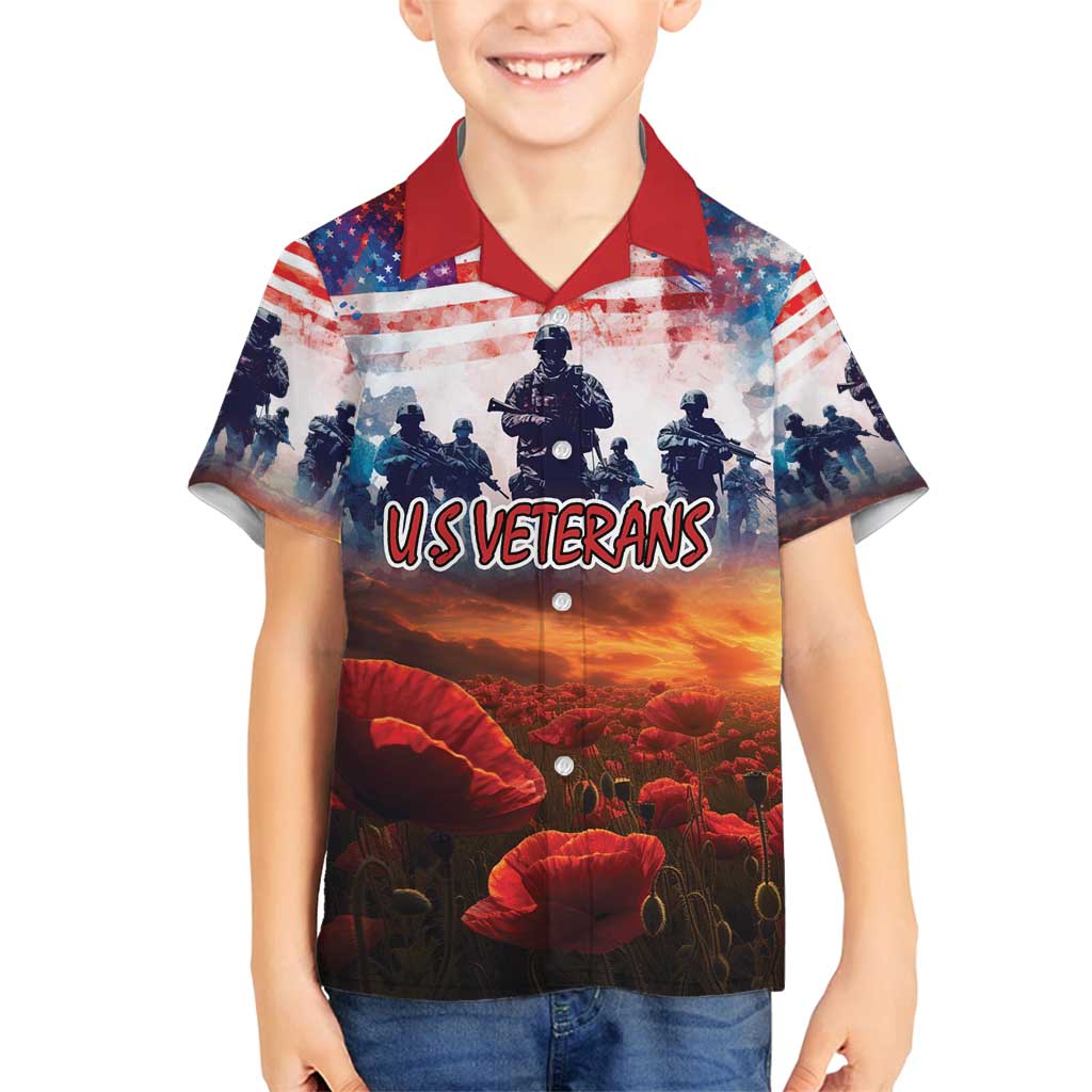 USA Veterans Day Family Matching Off Shoulder Short Dress and Hawaiian Shirt All Gave Some With Poppy Patterns - Wonder Print Shop
