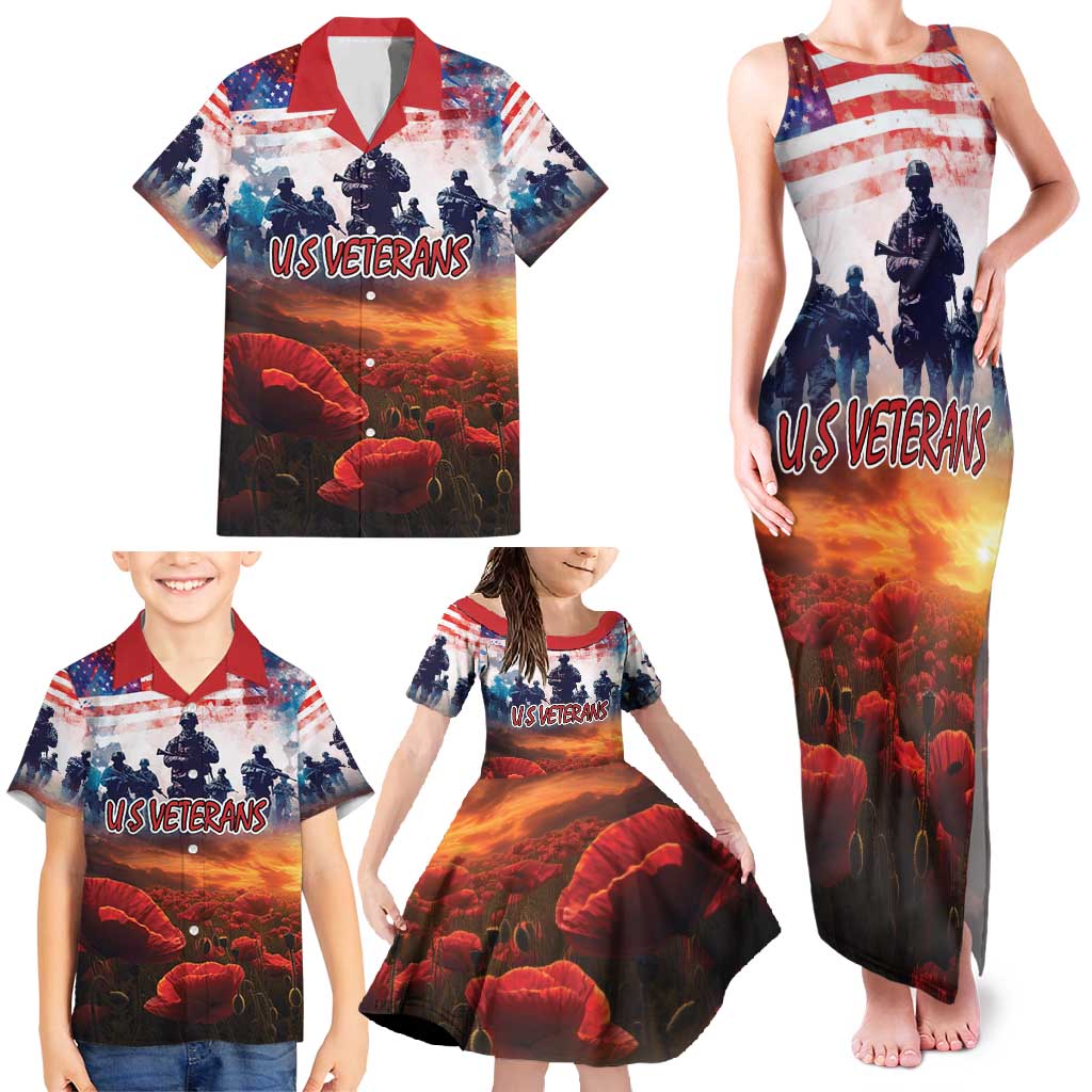 USA Veterans Day Family Matching Tank Maxi Dress and Hawaiian Shirt All Gave Some With Poppy Patterns - Wonder Print Shop
