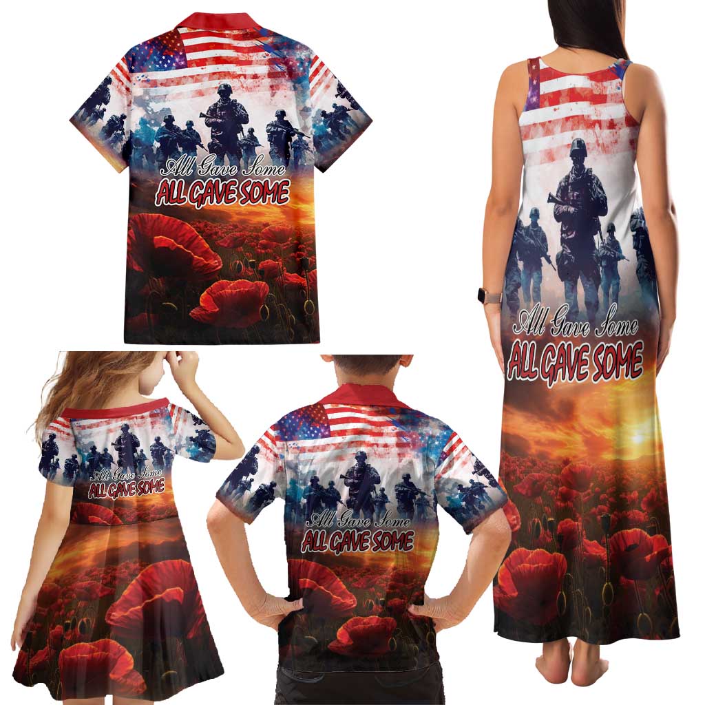 USA Veterans Day Family Matching Tank Maxi Dress and Hawaiian Shirt All Gave Some With Poppy Patterns - Wonder Print Shop