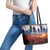 USA Veterans Day Leather Tote Bag All Gave Some With Poppy Patterns - Wonder Print Shop