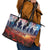 USA Veterans Day Leather Tote Bag All Gave Some With Poppy Patterns - Wonder Print Shop
