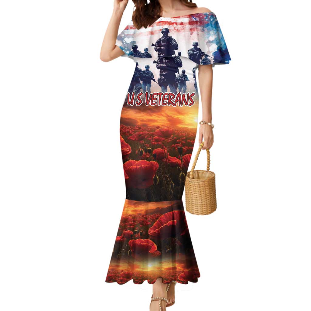 USA Veterans Day Mermaid Dress All Gave Some With Poppy Patterns - Wonder Print Shop