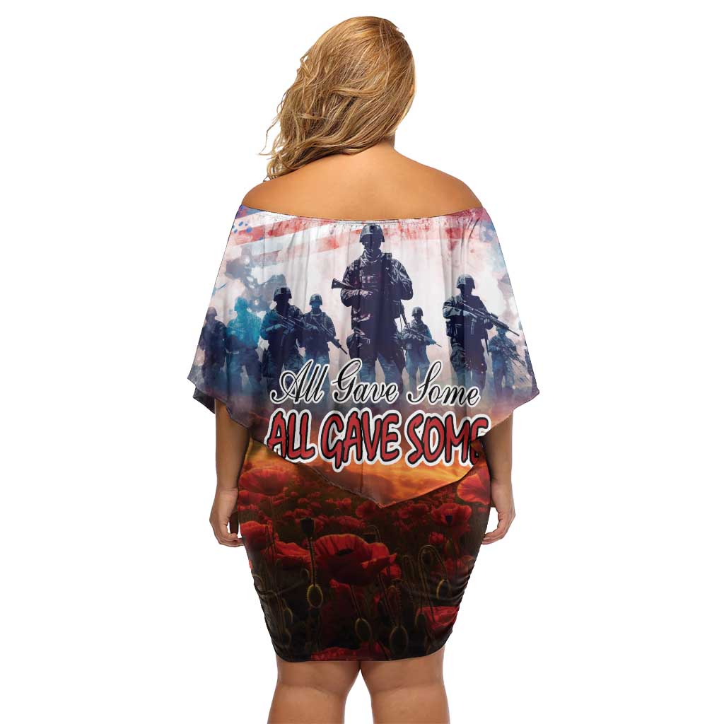USA Veterans Day Off Shoulder Short Dress All Gave Some With Poppy Patterns - Wonder Print Shop