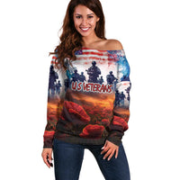 USA Veterans Day Off Shoulder Sweater All Gave Some With Poppy Patterns - Wonder Print Shop