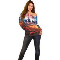 USA Veterans Day Off Shoulder Sweater All Gave Some With Poppy Patterns - Wonder Print Shop