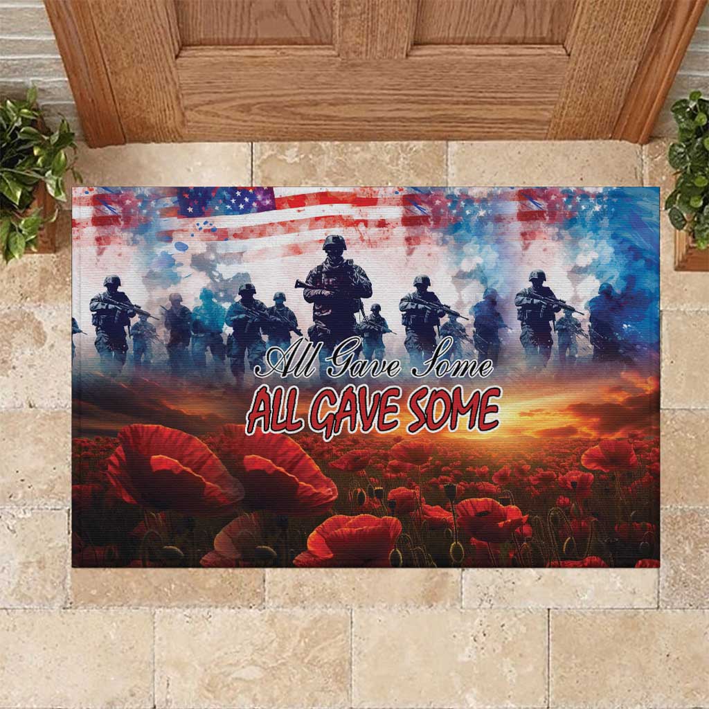 USA Veterans Day Rubber Doormat All Gave Some With Poppy Patterns - Wonder Print Shop