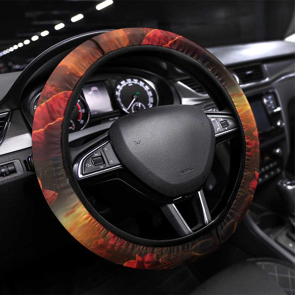 USA Veterans Day Steering Wheel Cover All Gave Some With Poppy Patterns - Wonder Print Shop