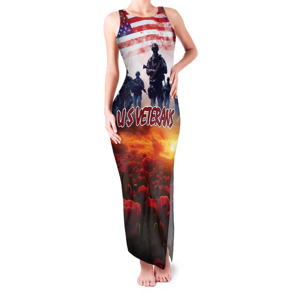USA Veterans Day Tank Maxi Dress All Gave Some With Poppy Patterns - Wonder Print Shop