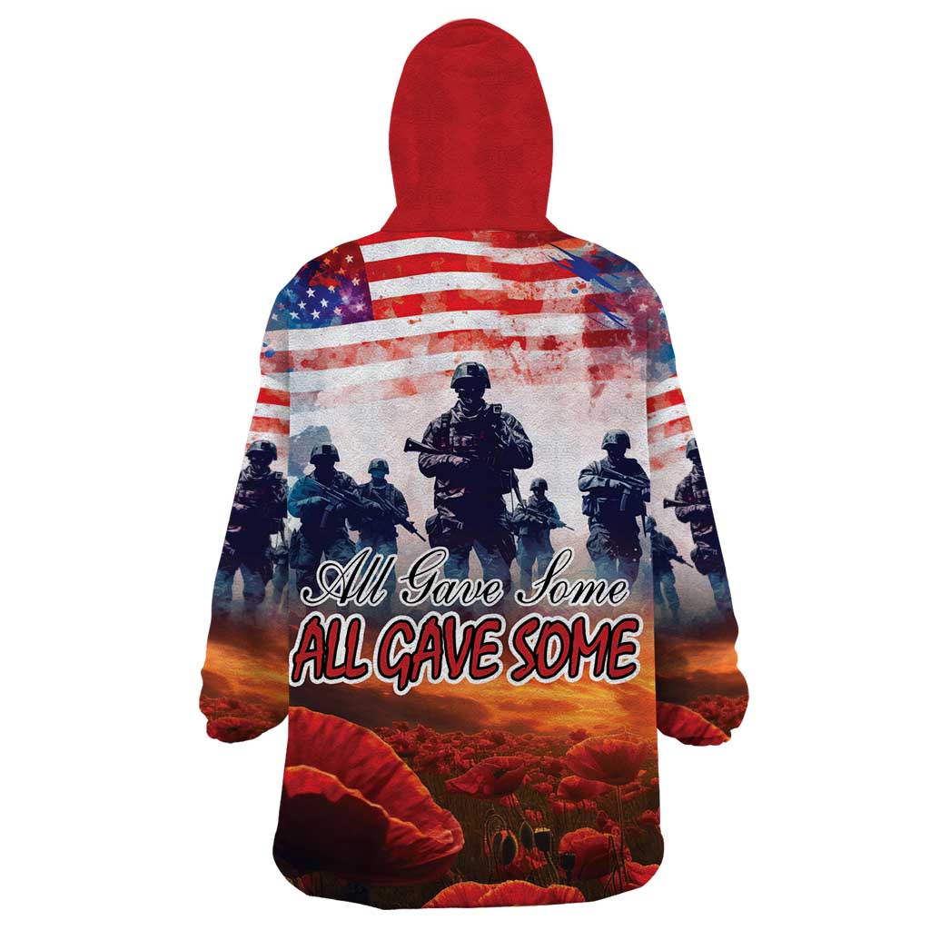 USA Veterans Day Wearable Blanket Hoodie All Gave Some With Poppy Patterns - Wonder Print Shop
