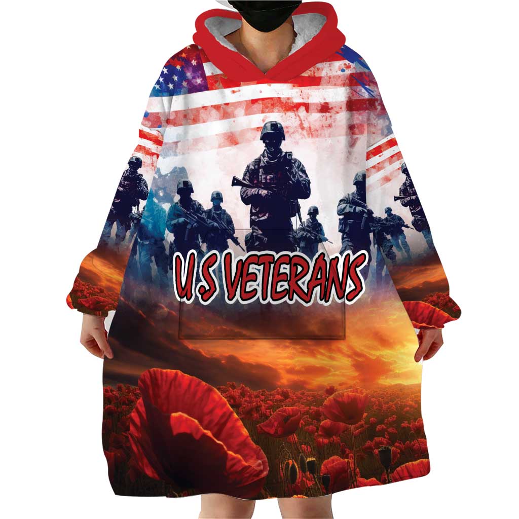 USA Veterans Day Wearable Blanket Hoodie All Gave Some With Poppy Patterns - Wonder Print Shop