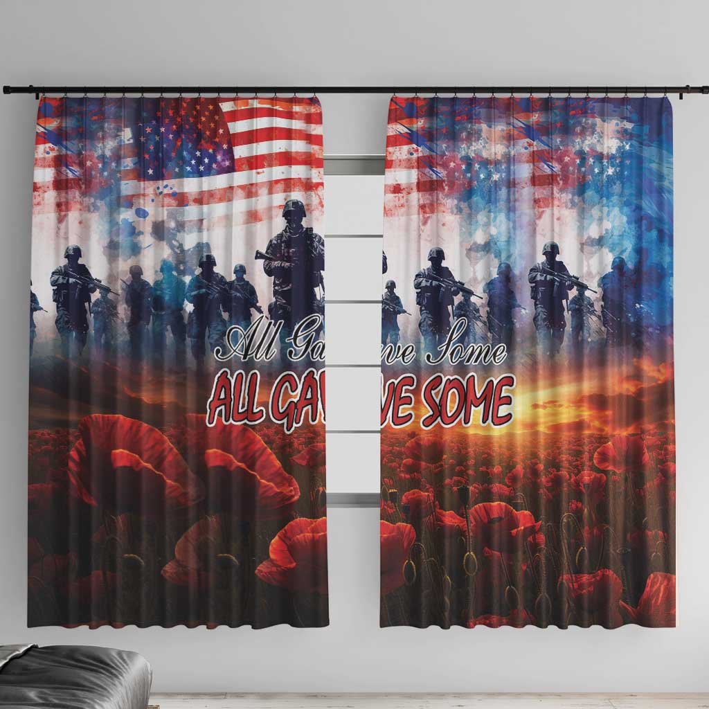 USA Veterans Day Window Curtain All Gave Some With Poppy Patterns - Wonder Print Shop