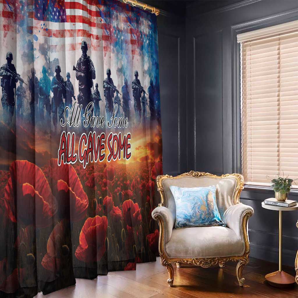 USA Veterans Day Window Curtain All Gave Some With Poppy Patterns - Wonder Print Shop