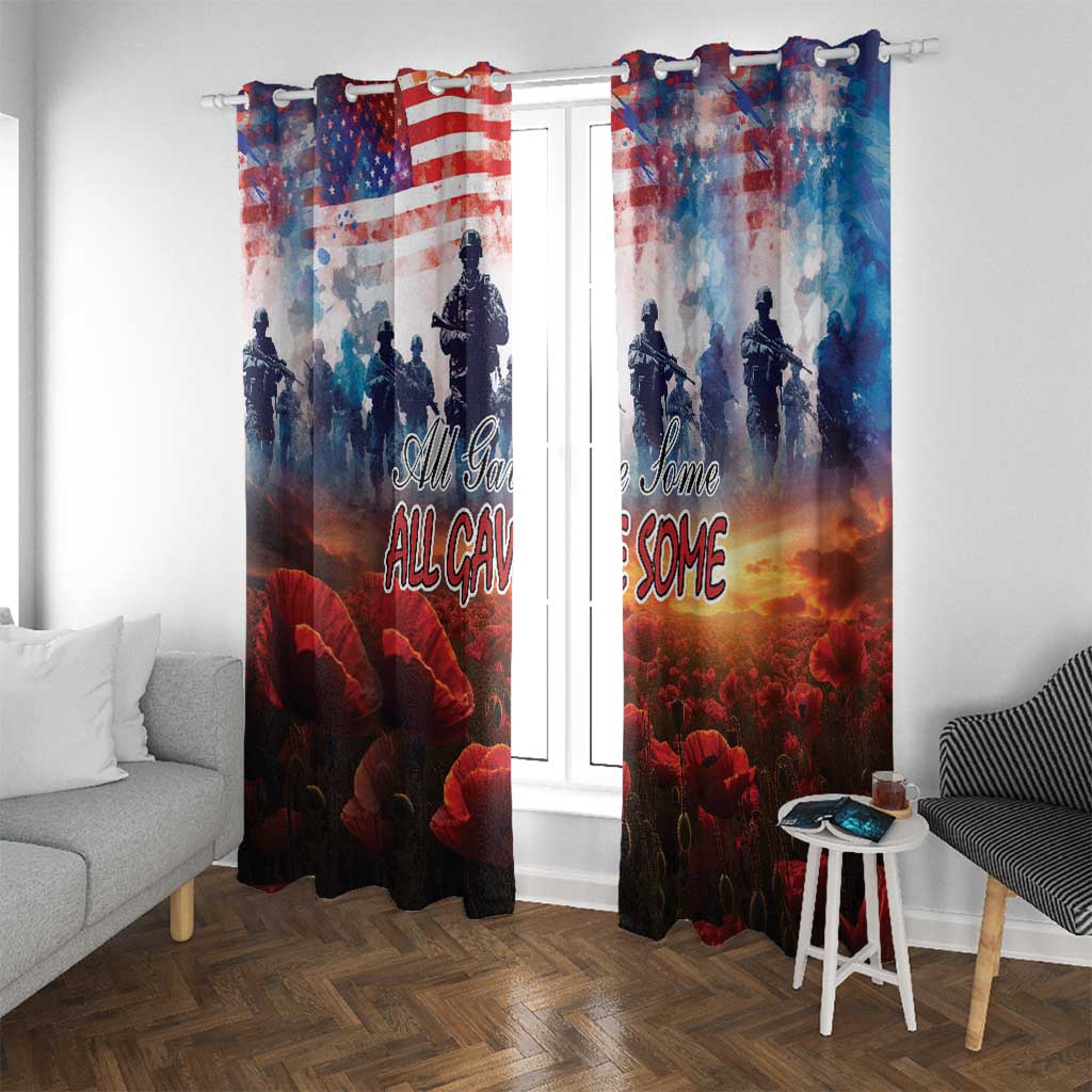USA Veterans Day Window Curtain All Gave Some With Poppy Patterns - Wonder Print Shop