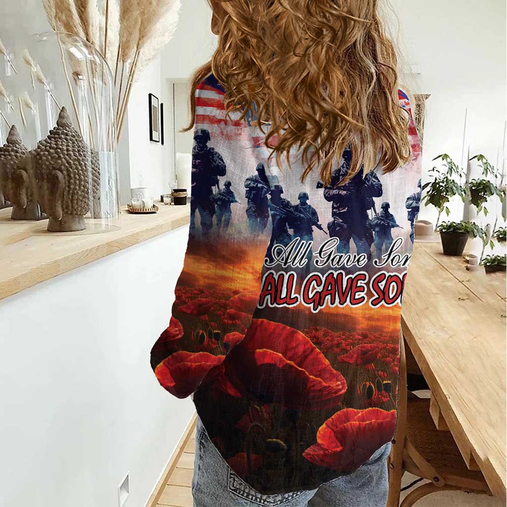 USA Veterans Day Women Casual Shirt All Gave Some With Poppy Patterns - Wonder Print Shop