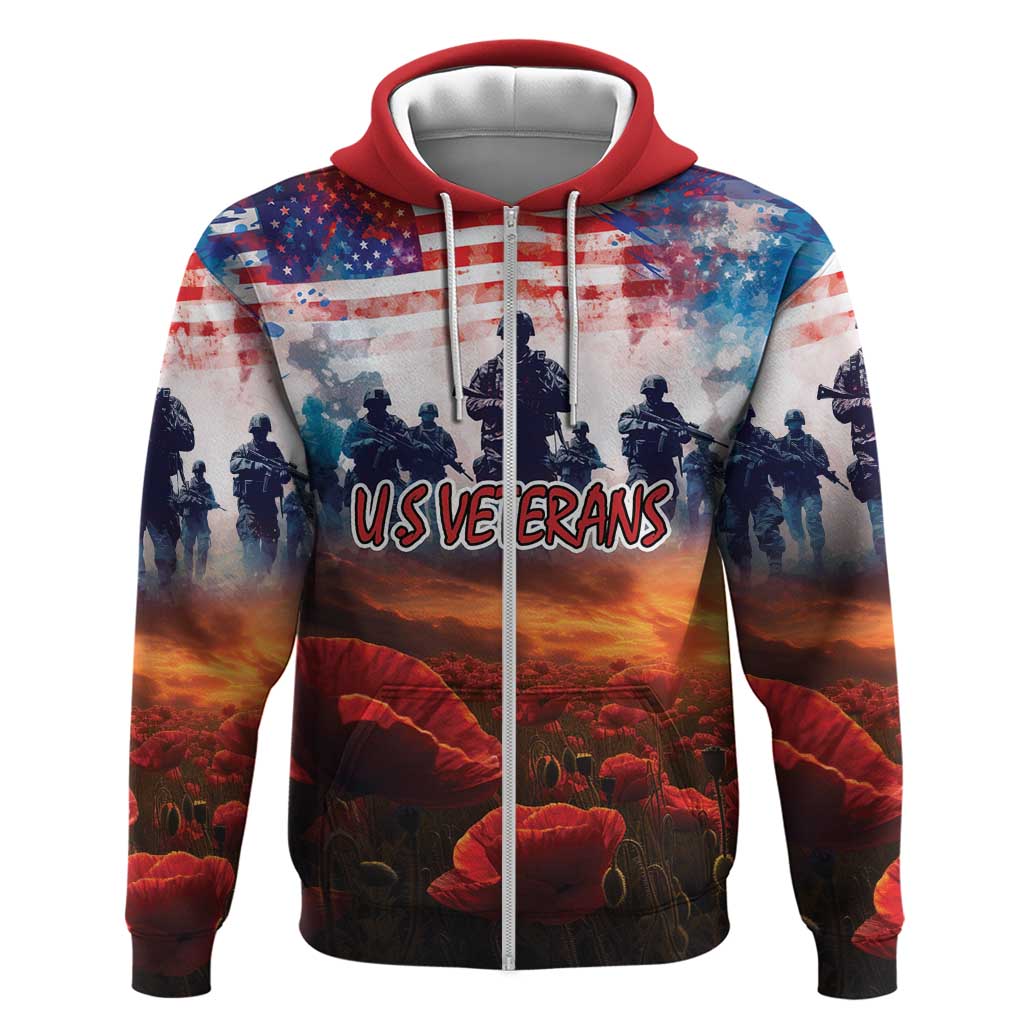 USA Veterans Day Zip Hoodie All Gave Some With Poppy Patterns - Wonder Print Shop