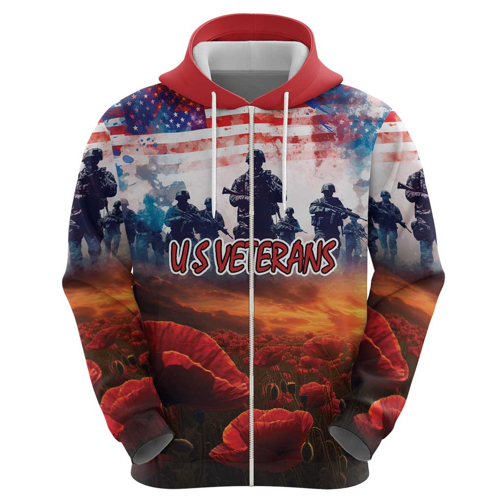 USA Veterans Day Zip Hoodie All Gave Some With Poppy Patterns - Wonder Print Shop