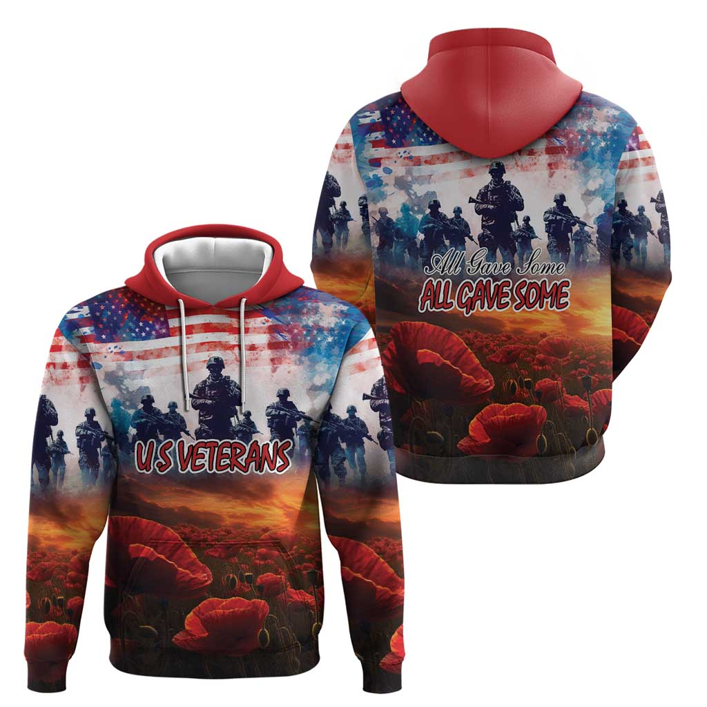 USA Veterans Day Zip Hoodie All Gave Some With Poppy Patterns - Wonder Print Shop