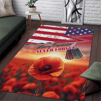 USA Veterans Day Area Rug Poppy Flowers With Flag Grunge - Wonder Print Shop