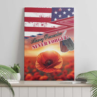 USA Veterans Day Canvas Wall Art Poppy Flowers With Flag Grunge - Wonder Print Shop