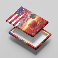 USA Veterans Day Canvas Wall Art Poppy Flowers With Flag Grunge - Wonder Print Shop