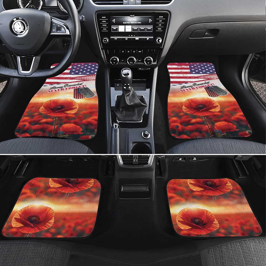 USA Veterans Day Car Mats Poppy Flowers With Flag Grunge - Wonder Print Shop