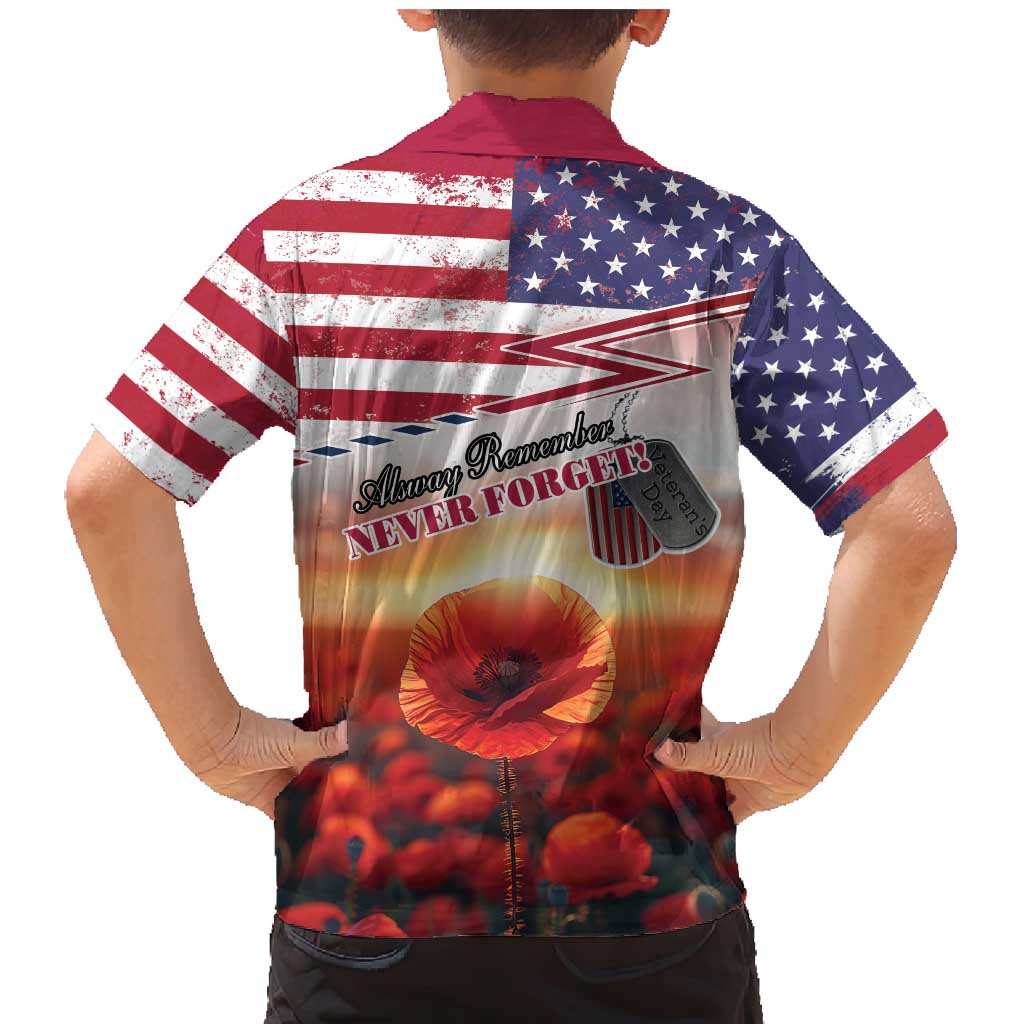 USA Veterans Day Family Matching Mermaid Dress and Hawaiian Shirt Poppy Flowers With Flag Grunge - Wonder Print Shop