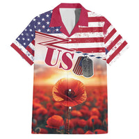 USA Veterans Day Family Matching Puletasi and Hawaiian Shirt Poppy Flowers With Flag Grunge - Wonder Print Shop